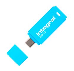 Pack of 2 Integral Neon-C USB 3.2 32GB USB-C blue and yellow USB sticks