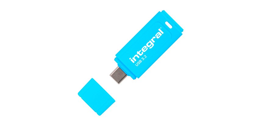 Pack of 2 Integral Neon-C USB 3.2 32GB USB-C blue and yellow USB sticks