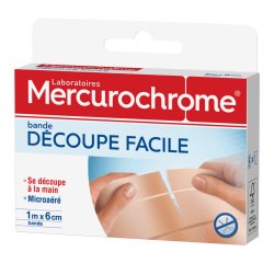 Pansements Découpe facile Mercurochrome - Bande à découper de 1 m x 6 cm