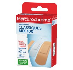 Pansements classiques multi-usages Mercurochrome - Boîte de 100