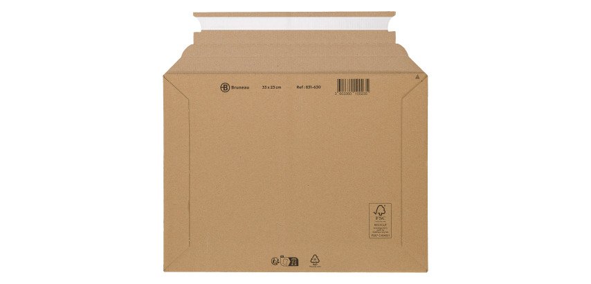 Cardboard shipping envelopes Bruneau 33 x 23 cm open on long side - Pack of 100