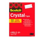 Pack 3 rubans adhésifs Scotch Crystal transparent 33 m + 1 OFFERT