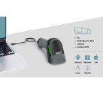 Lector código de barras y QR 1D/2D manual con cable y soporte Safescan 330-W