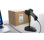 Lector código de barras y QR 1D/2D manual con cable y soporte Safescan 330-W