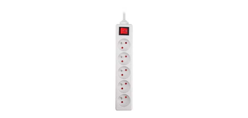 Power strip with 5 sockets Zenitech with switch – 4 m cable