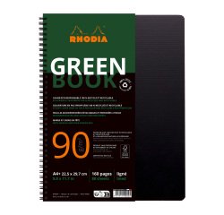 Cahier spirale Rhodia Greenbook A4+ 22,5 x 29,7 cm - ligné - perforé 4 trous - 160 pages - couverture polypropylène