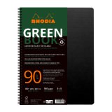 Cahier spirale Rhodia Greenbook A4+ 22,5 x 29,7 cm - petits carreaux - perforé 4 trous - 160 pages - couverture carte souple