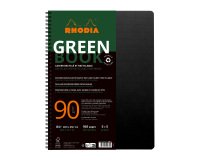Cahier spirale Rhodia Greenbook A4+ 22,5 x 29,7 cm - petits carreaux - perforé 4 trous - 160 pages - couverture carte souple