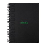 Cahier spirale Rhodia Greenbook A4+ 22,5 x 29,7 cm - petits carreaux - perforé 4 trous - 160 pages - couverture carte rigide