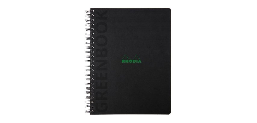 Cahier spirale Rhodia Greenbook A4+ 22,5 x 29,7 cm - ligné - perforé 4 trous - 160 pages - couverture carte rigide
