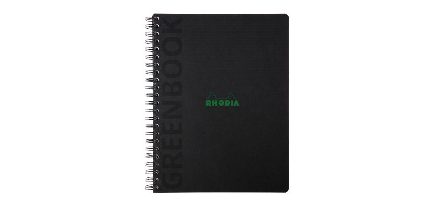 Cahier spirale Rhodia Greenbook A4+ 22,5 x 29,7 cm - ligné - perforé 4 trous - 160 pages - couverture carte rigide