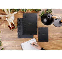 Cahier spirale Rhodia Greenbook A4+ 22,5 x 29,7 cm - petits carreaux - perforé 4 trous - 160 pages - couverture carte souple