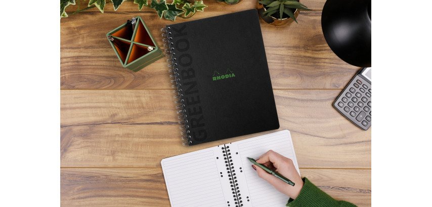 Rhodia Greenbook Spiral Notebook A4+ 22.5 x 29.7 cm - ruled - 4-hole punched - 160 pages - hard card cover
