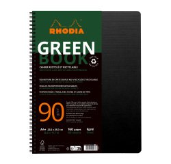 Cahier spirale Rhodia Greenbook A4+ 22,5 x 29,7 cm - ligné - perforé 4 trous - 160 pages - couverture carte souple