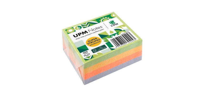 Bloc cube repositionnable UPM Spring couleurs 75 x 75 mm - bloc de 400 feuilles