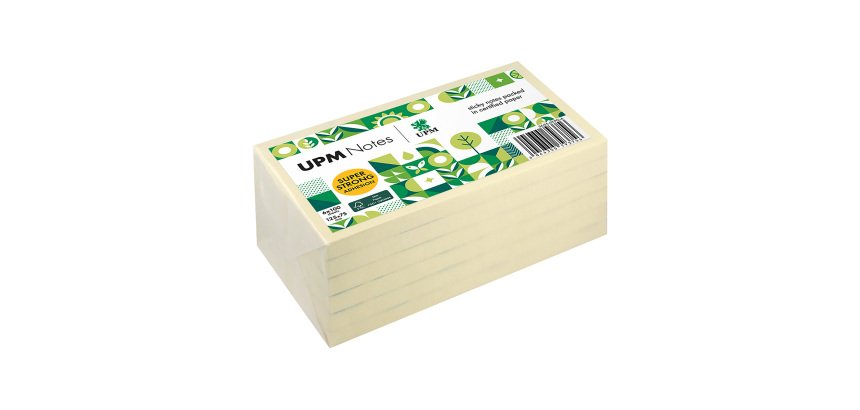 Notes repositionnables UPM Strong jaune 125 x 75 mm - bloc de 100 feuilles