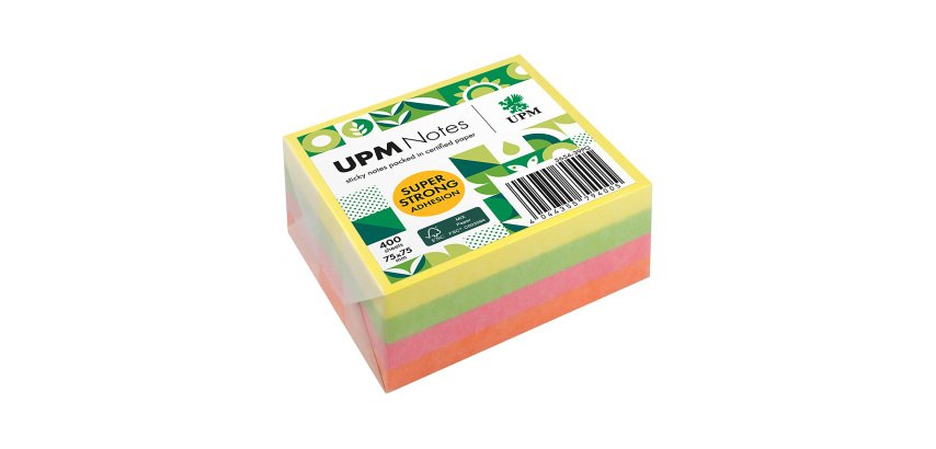 Bloc cube repositionnable UPM Super Strong couleurs vives 75 x 75 mm - bloc de 400 feuilles
