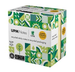 Notes repositionnables recyclées UPM jaune 50 x 40 mm - bloc de 100 feuilles