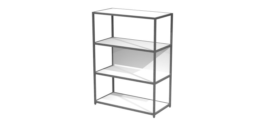 Libreria componibile Doe l 90 x p 44 cm 4 ripiani bimateriale metallo-melaminico con 2 fianchi terminali
