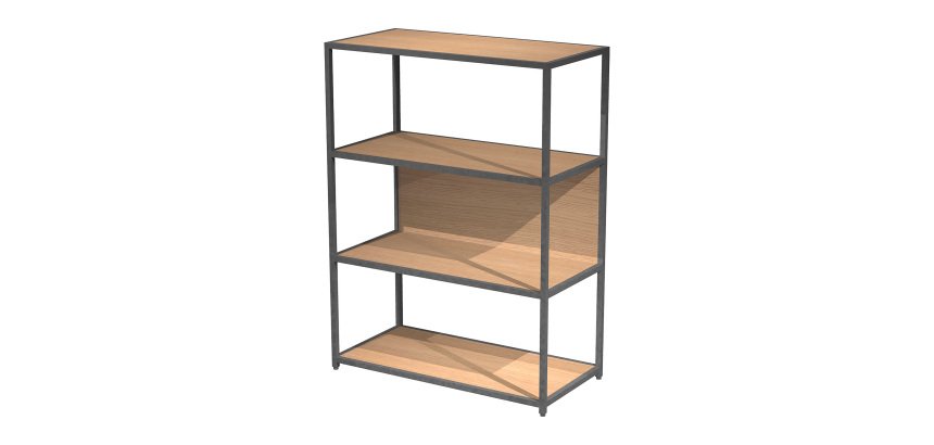 Libreria componibile Doe l 90 x p 44 cm 4 ripiani bimateriale metallo-melaminico con 2 fianchi terminali