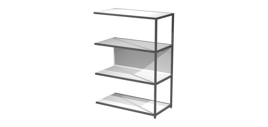 Additional module for modular bookcase Doe l 90 x d 44 cm bimaterial metal-melamine with 1 intermediate side