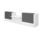 Banque d'accueil droite blanc/anthracite L 426 cm avec module bas au centre - Guest
