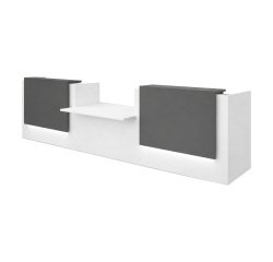 Reception desk right L 426 cm with low module in the center Jana