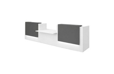 Reception desk right L 426 cm with low module in the center Jana