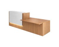 Reception desk Jana walnut/white W 286 cm with left low module 
