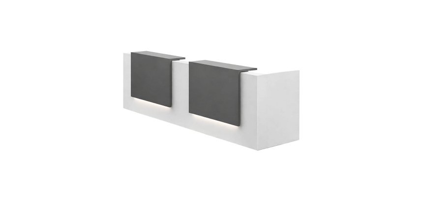 Banque d'accueil droite blanc/anthracite L 366 cm haute - Guest