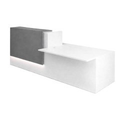 Banque d'accueil droite Jana blanc/anthracite L 286 cm avec module bas à gauche