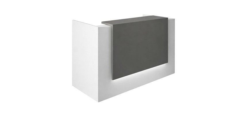 Banque d'accueil compacte blanc/anthracite L 166 cm haute - Guest
