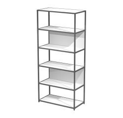 Doe modular bookcase, 90 x 44 cm, 4 shelves in two-material metal and melamine with 2 intermediate sides