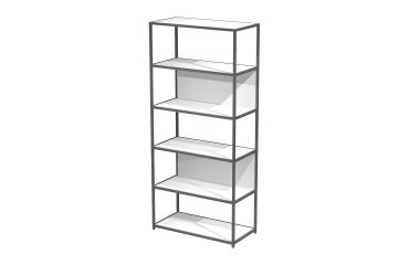 Doe modular bookcase, 90 x 44 cm, 4 shelves in two-material metal and melamine, with 2 end sides