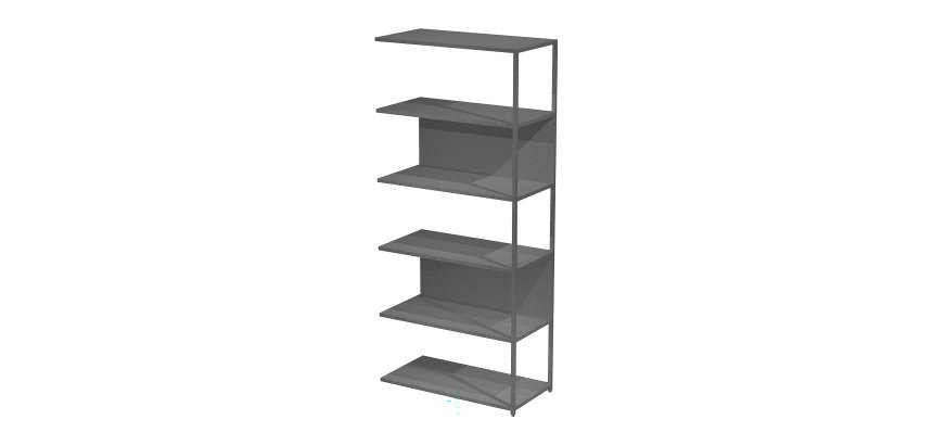 Additional module for modular bookcase Doe l 90 x d 44 cm bi-material metal-melamine with 1 end side