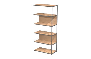 Additional module for modular bookcase Doe l 90 x d 44 cm bi-material metal-melamine with 1 end side