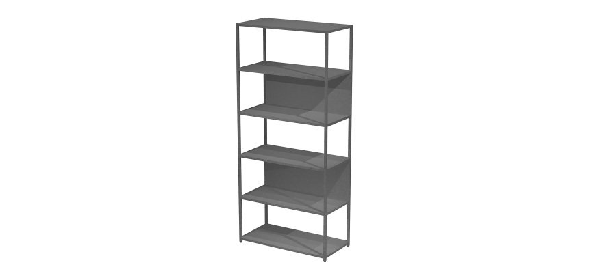 Libreria componibile Doe l 90 x p 44 cm 4 ripiani bimateriale metallo-melaminico con 2 fianchi terminali