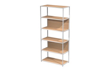 Doe modular bookcase, 90 x 44 cm, 4 shelves in two-material metal and melamine, with 2 end sides