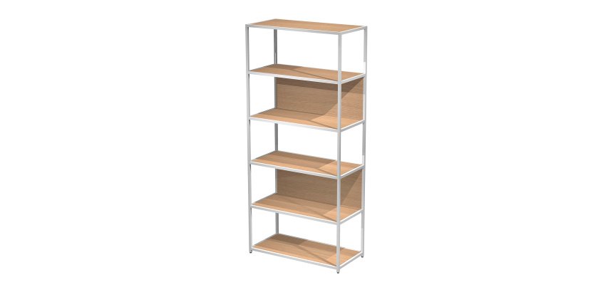 Libreria componibile Doe l 90 x p 44 cm 4 ripiani bimateriale metallo-melaminico con 2 fianchi terminali