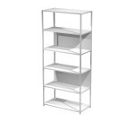 Doe modular bookcase, 90 x 44 cm, 4 shelves in two-material metal and melamine, with 2 end sides