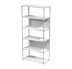 Doe modular bookcase, 90 x 44 cm, 4 shelves in two-material metal and melamine, with 2 end sides