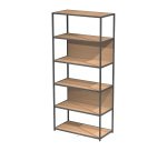 Doe modular bookcase, 90 x 44 cm, 4 shelves in two-material metal and melamine with 2 intermediate sides