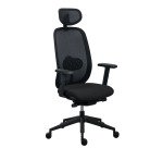 Chaise de bureau ergonomique Algo - tissu et maille - mécanisme synchrone + réglage profondeur d'assise - accoudoirs 3D - appui-tête - pieds noir