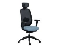 Algo ergonomic office chair - fabric and mesh - synchronous mechanism + seat depth adjustment - 3D armrests - headrest - black base