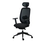 Chaise de bureau ergonomique Algo - tissu et maille - mécanisme synchrone + réglage profondeur d'assise - accoudoirs 3D - appui-tête - pieds noir