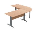 Bureau O-Line 2 avec angle et retour L 220 x P 200 cm piètement métal