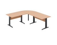 Bureau altys avec angle et retour L 220 x P 200 cm piètement métal