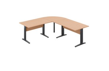 Werkpost Altys met hoek en bijzet L 220 x D 200 cm metalen onderstel