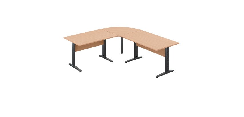 Bureau altys avec angle et retour L 220 x P 200 cm piètement métal