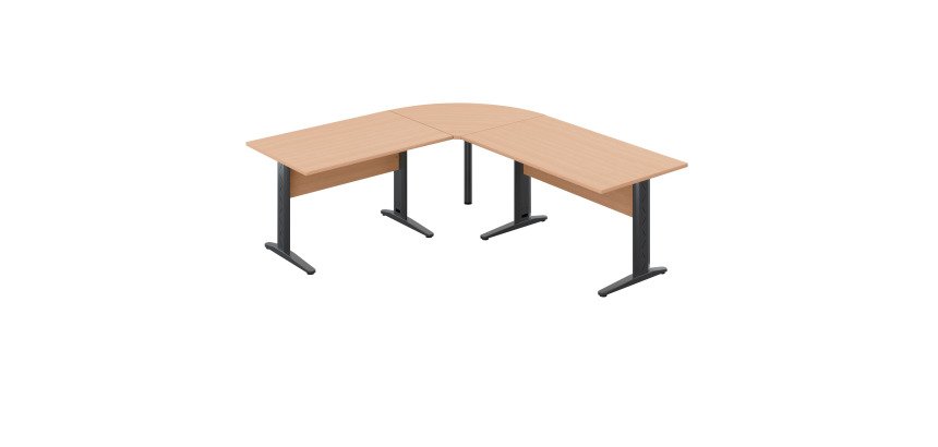 Bureau altys avec angle et retour L 220 x P 200 cm piètement métal
